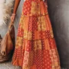 Women Bohemian Print Long Skirts Elastic